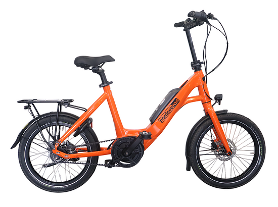 Orangefarbenes NordseeRad E-Bike Kompakt